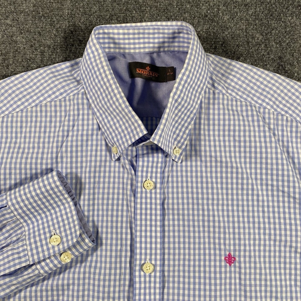 Morris Stockholm Long Sleeve OCBD Gingham Check Button Shirt Mens Large Designer
